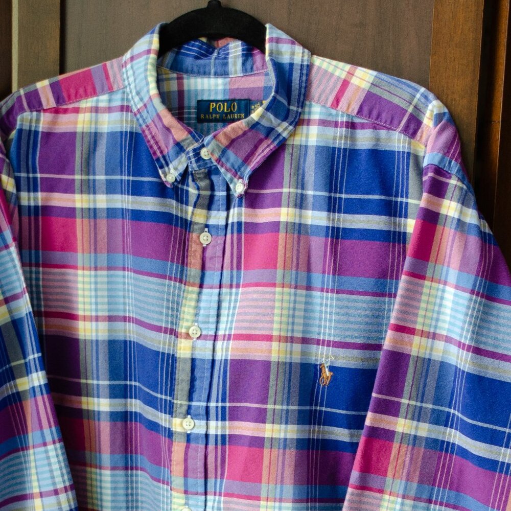 Polo Ralph Lauren Classic Fit Plaid Button-Down Shirt 2XB Multicolor Madras